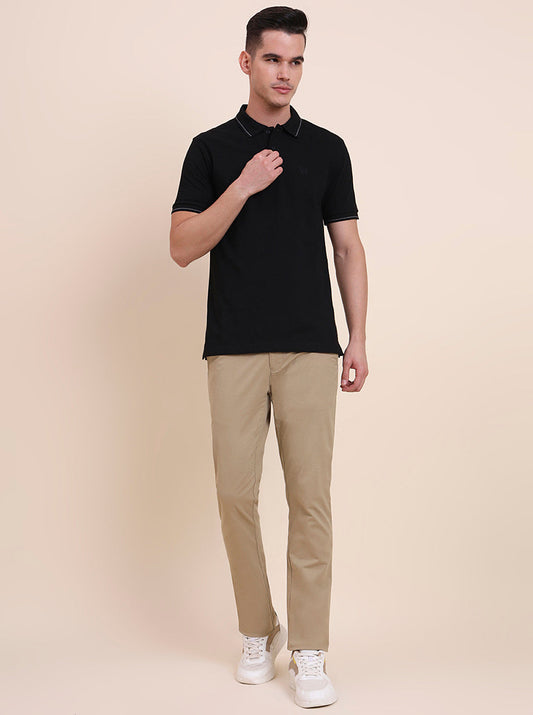 Black Solid Slim Fit Polo T-Shirt | Greenfibre