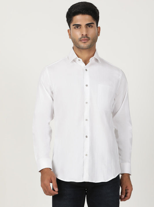 White Checked Slim Fit Party Wear Shirt | Greenfibre
