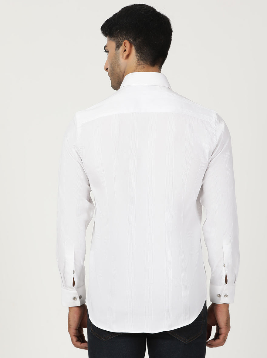 White Checked Slim Fit Party Wear Shirt | Greenfibre