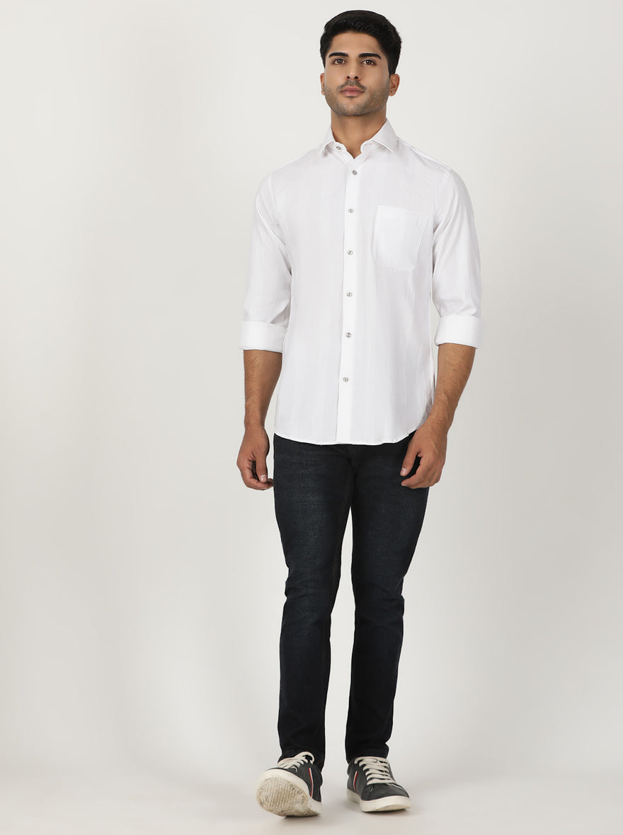 White Checked Slim Fit Party Wear Shirt | Greenfibre
