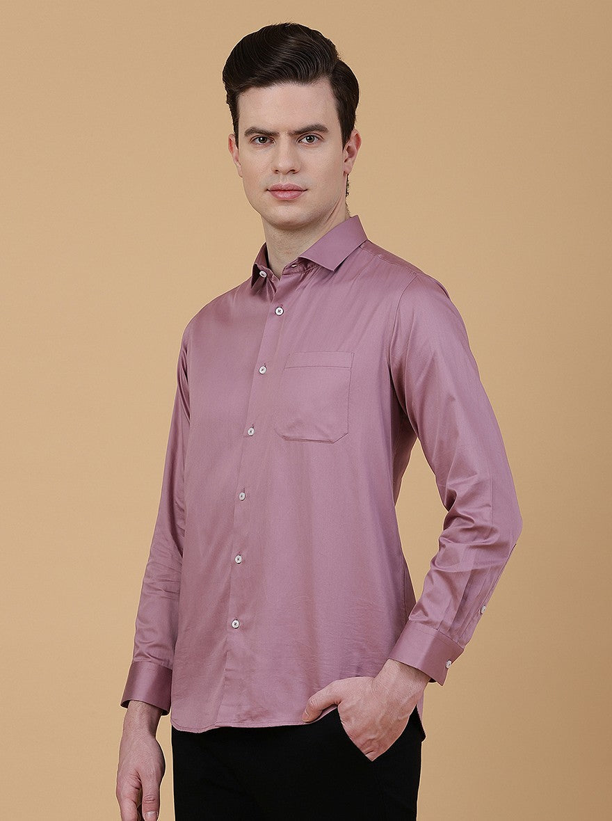 Pink Solid Slim Fit Party Wear Shirt | Greenfibre