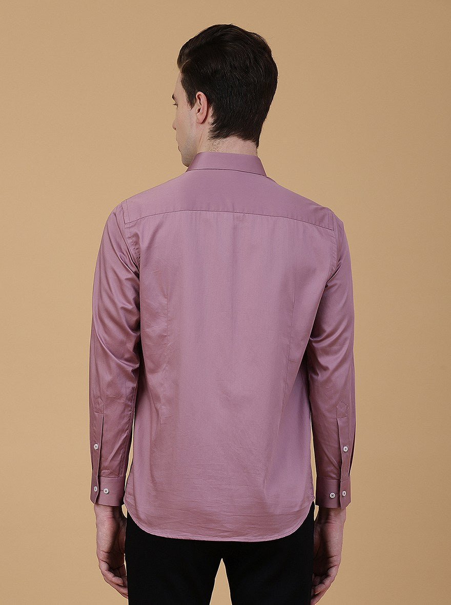 Pink Solid Slim Fit Party Wear Shirt | Greenfibre