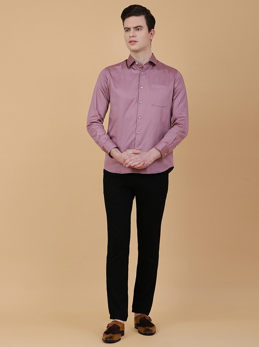 Pink Solid Slim Fit Party Wear Shirt | Greenfibre