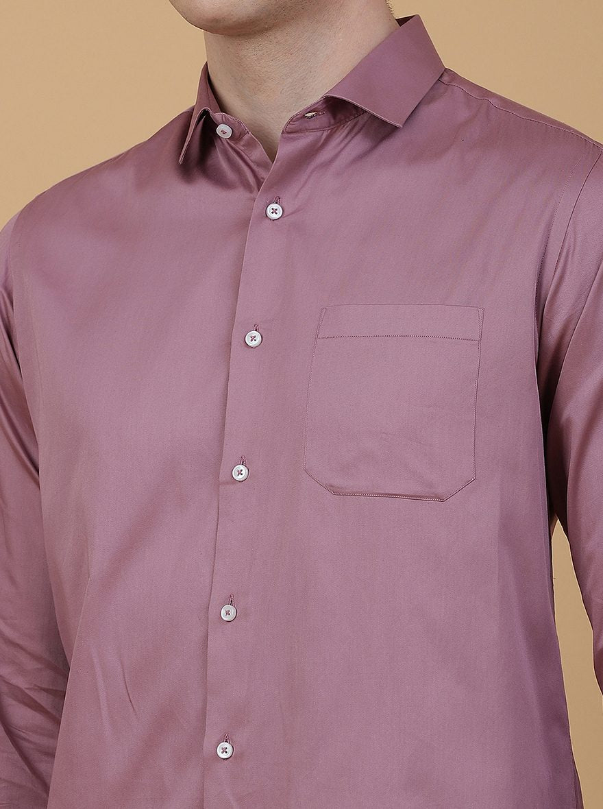 Pink Solid Slim Fit Party Wear Shirt | Greenfibre