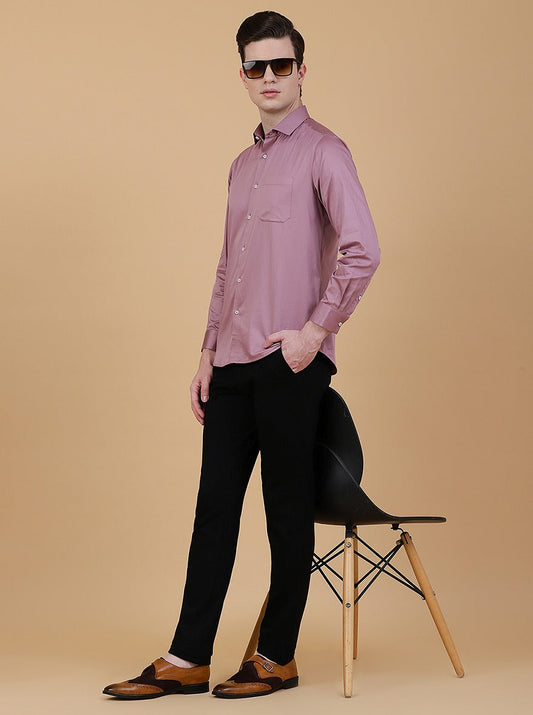 Pink Solid Slim Fit Party Wear Shirt | Greenfibre