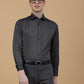 Dark Grey Striped Slim Fit Formal Shirt | Greenfibre