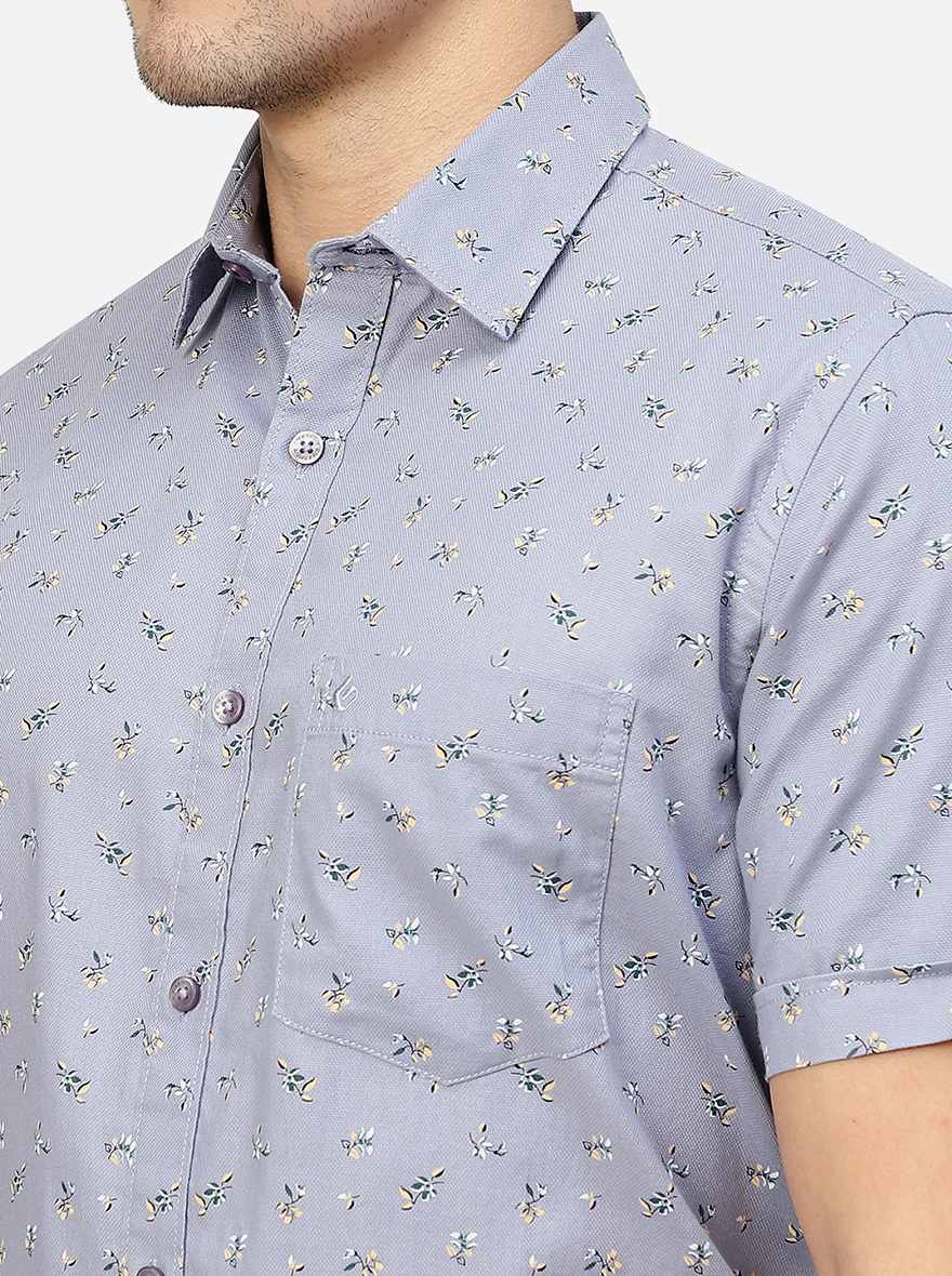 Blue Printed Smart Fit Semi Casual Shirt | Greenfibre