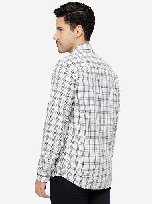 White Checked Smart Fit Semi Casual Shirt | Greenfibre