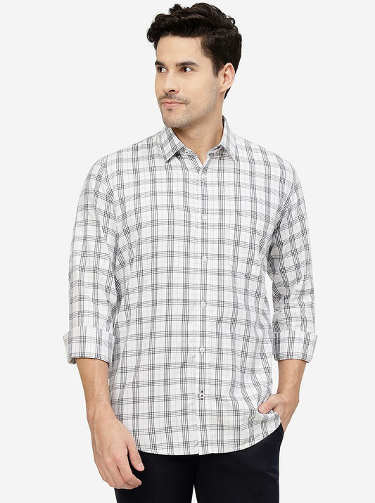 White Checked Smart Fit Semi Casual Shirt | Greenfibre