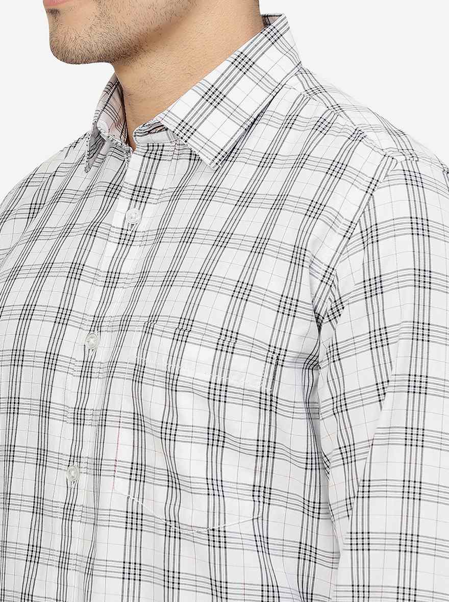 White Checked Smart Fit Semi Casual Shirt | Greenfibre