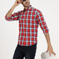 Red Checked Slim Fit Casual Shirt | Greenfibre