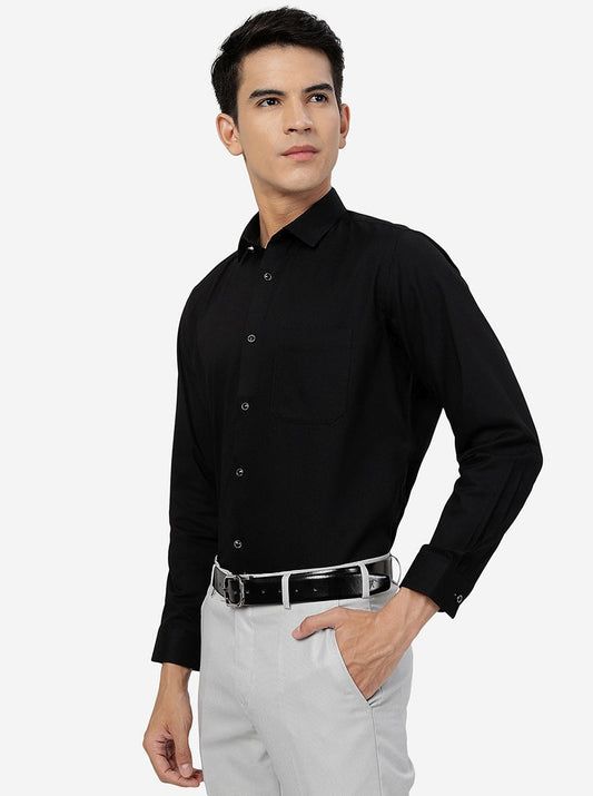 Black Solid Slim Fit Party Wear Shirt | Greenfibre