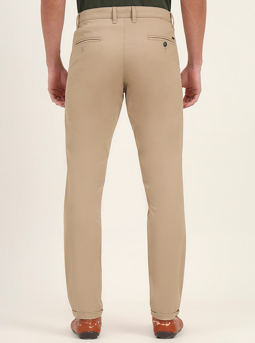 Khaki Solid Neo Fit Casual Trouser | Greenfibre