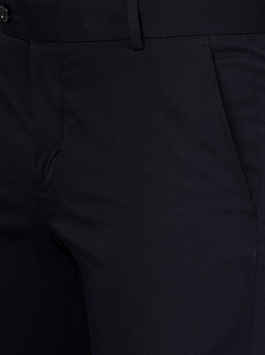 Navy Blue Solid Super Slim Fit Formal Trouser | Greenfibre
