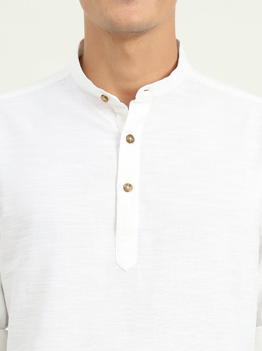 White Solid Slim Fit Semi Casual Shirt | Greenfibre