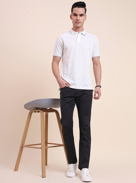 Dark Grey Solid Tailored Fit Jeans | Greenfibre