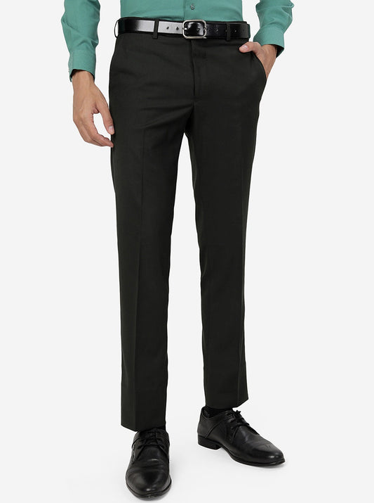 Green Solid Slim Fit Formal Trouser | Greenfibre