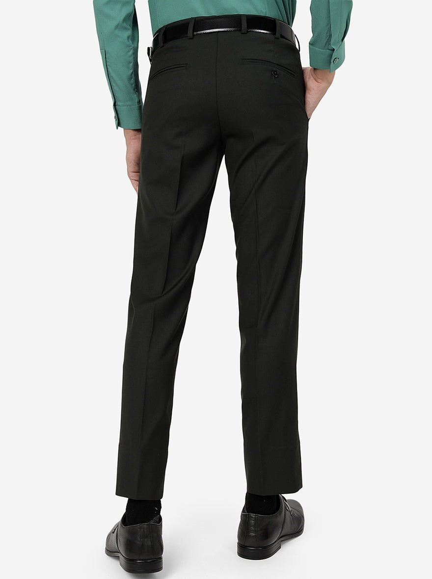 Green Solid Slim Fit Formal Trouser | Greenfibre