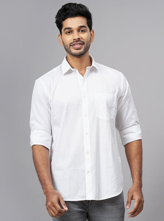White Solid Smart Fit Semi Casual Shirt | Greenfibre