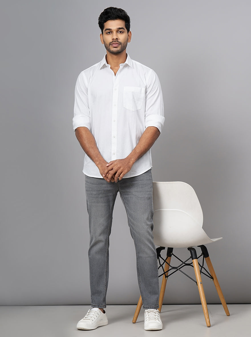 White Solid Smart Fit Semi Casual Shirt | Greenfibre
