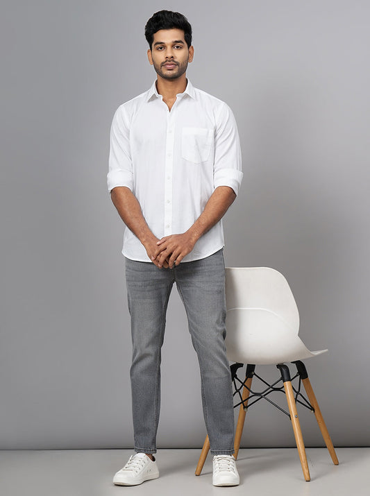 White Solid Smart Fit Semi Casual Shirt | Greenfibre