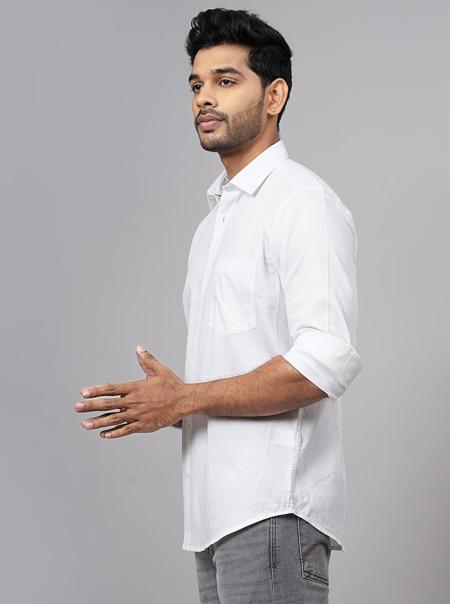 White Solid Smart Fit Semi Casual Shirt | Greenfibre