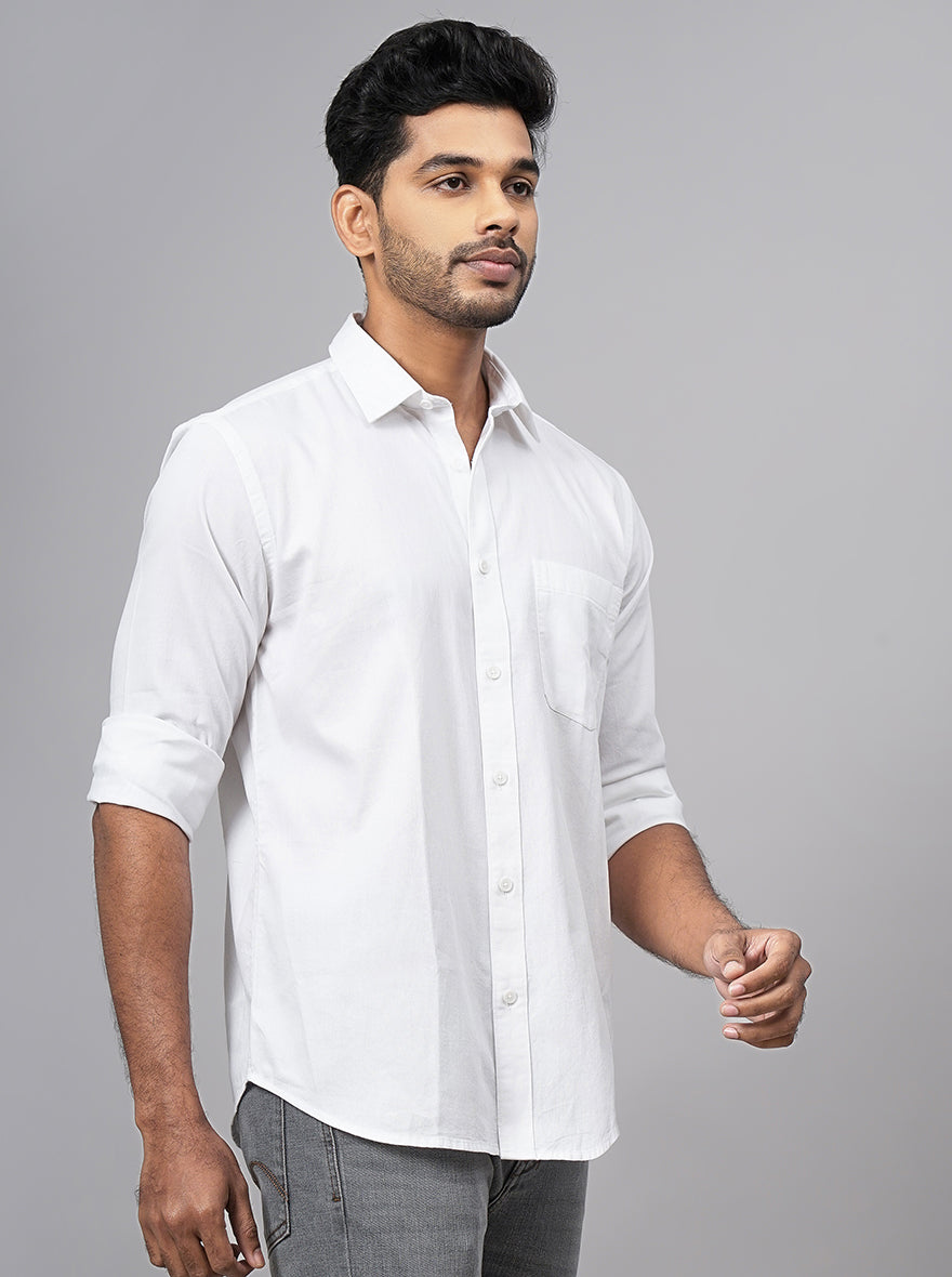 White Solid Smart Fit Semi Casual Shirt | Greenfibre