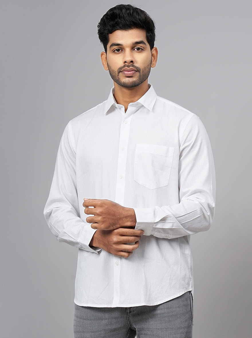 White Solid Smart Fit Semi Casual Shirt | Greenfibre