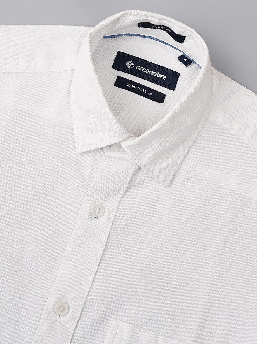 White Solid Smart Fit Semi Casual Shirt | Greenfibre
