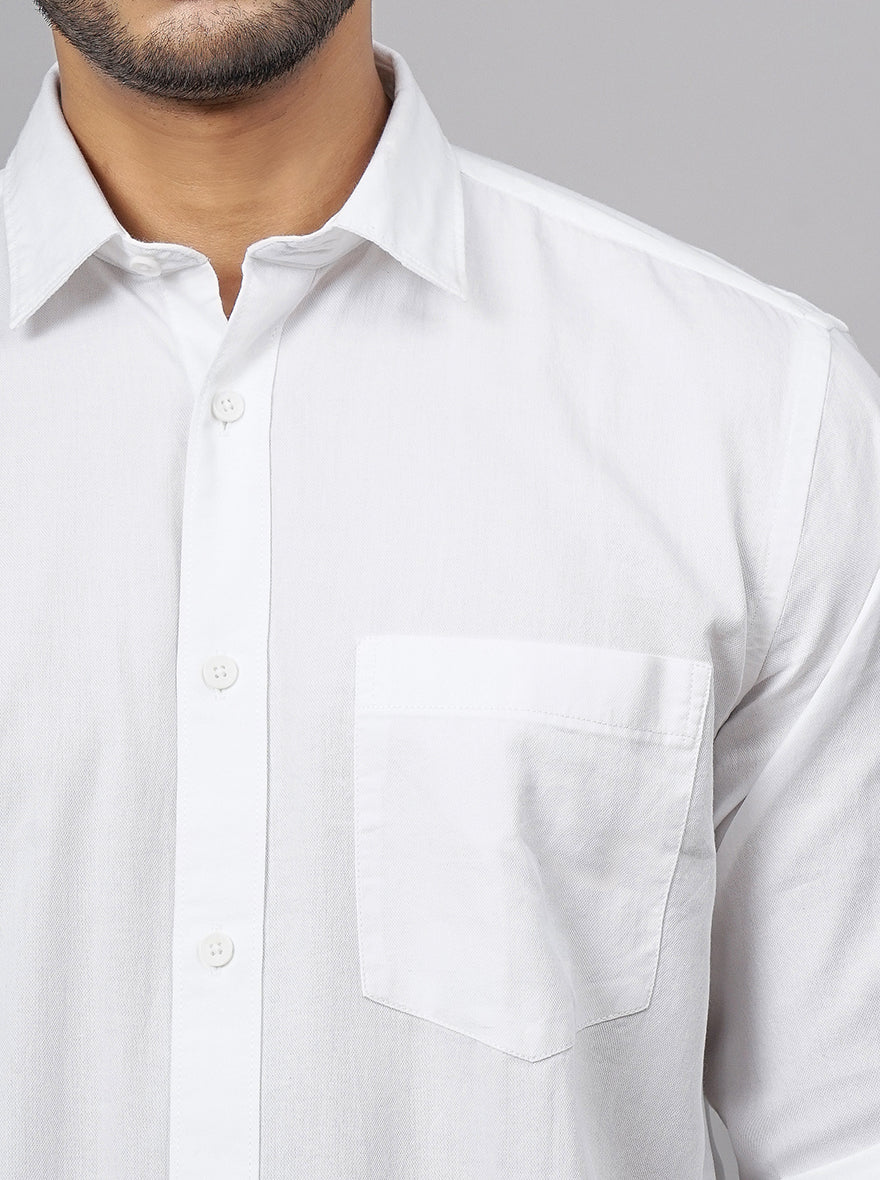 White Solid Smart Fit Semi Casual Shirt | Greenfibre