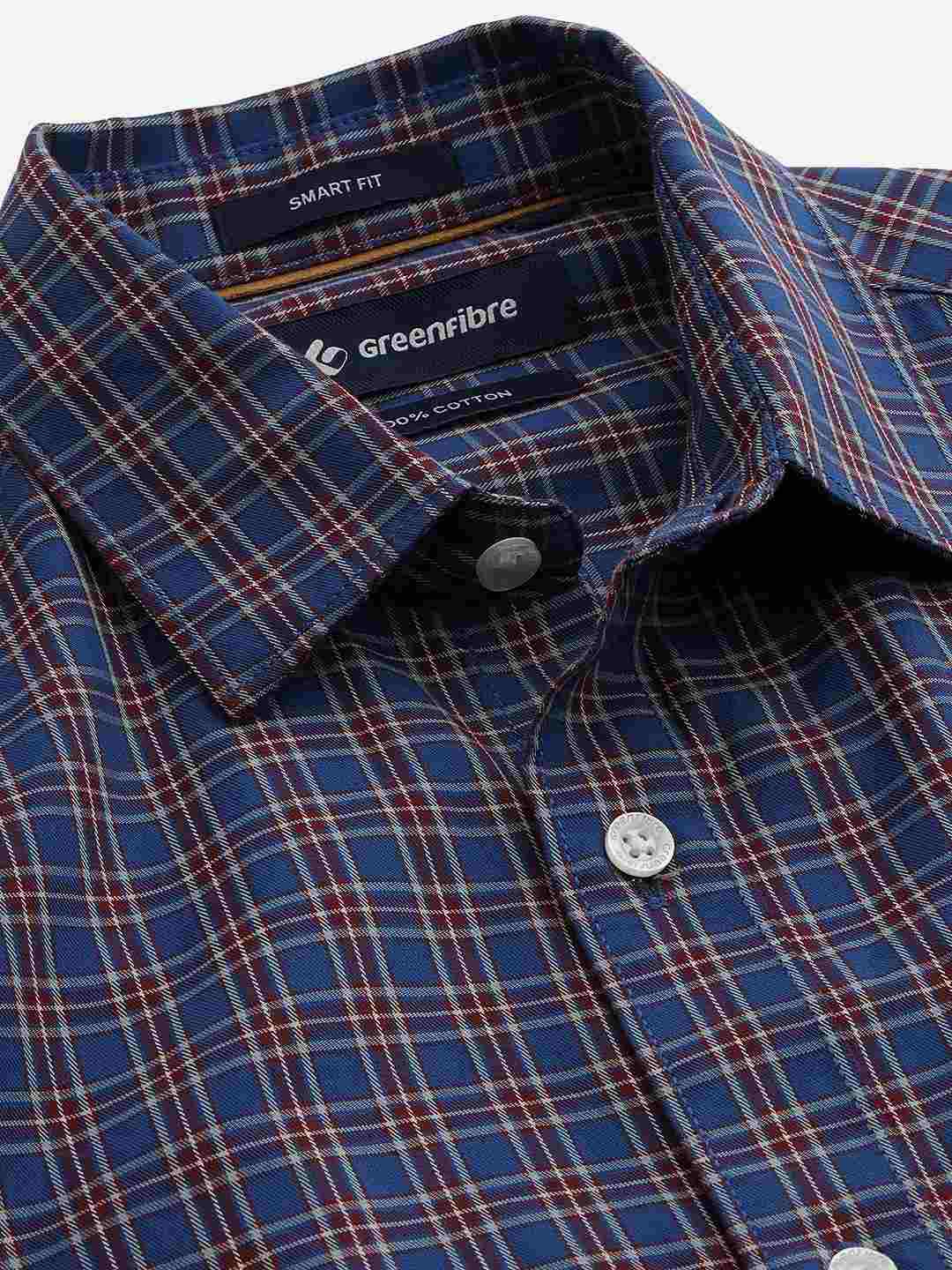 Dutch Blue Checked Smart Fit Semi Casual Shirt | Greenfibre