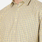 Cream Checked Smart Fit Semi Casual Shirt | Greenfibre