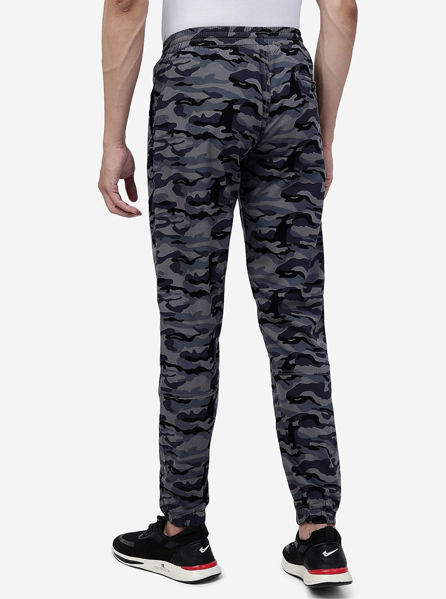 Grey Camo Printed Slim Fit Track Pant | Greenfibre