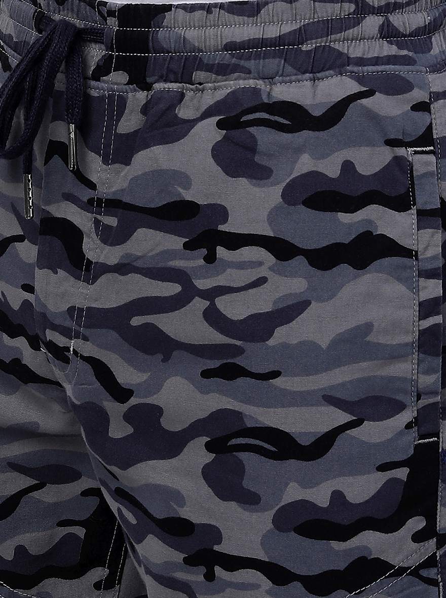 Grey Camo Printed Slim Fit Track Pant | Greenfibre