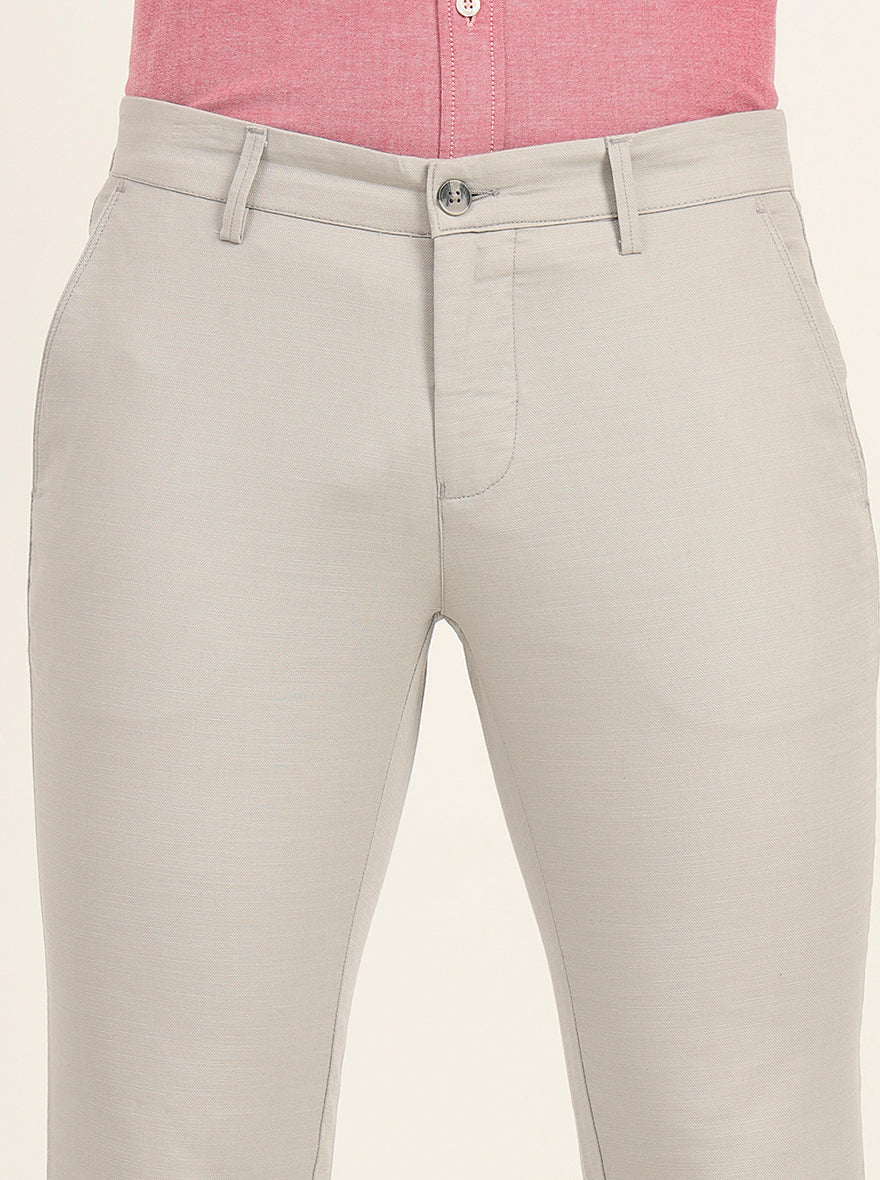 Grey Solid Super Slim Casual Trouser | Greenfibre