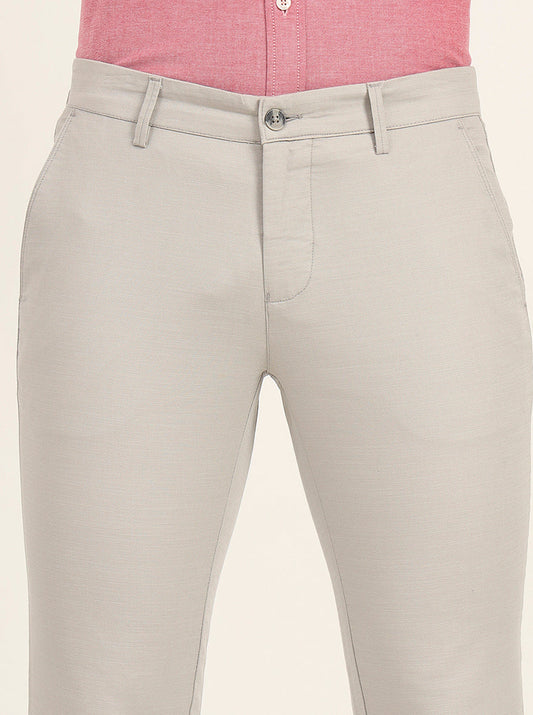 Grey Solid Super Slim Fit Casual Trouser | Greenfibre