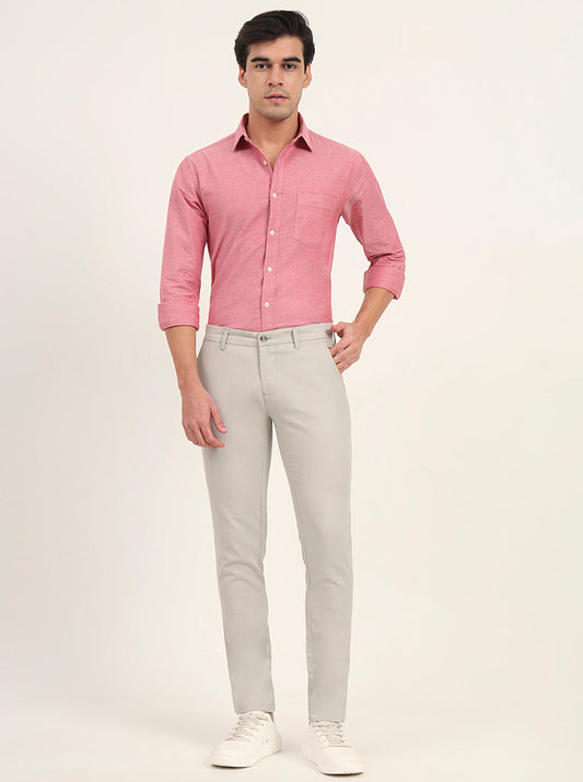 Grey Solid Super Slim Fit Casual Trouser | Greenfibre