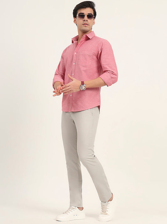 Grey Solid Super Slim Casual Trouser | Greenfibre