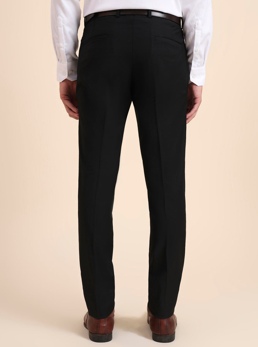 Black Solid Super Slim Fit Formal Trouser | Greenfibre