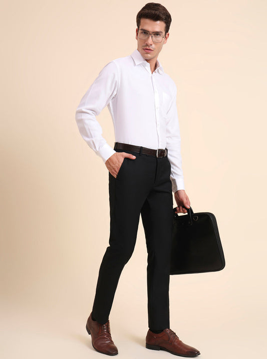 Black Solid Super Slim Fit Formal Trouser | Greenfibre