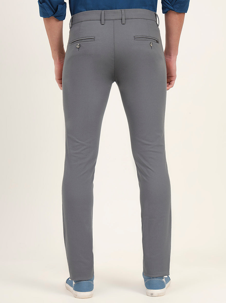 Grey Solid Super Slim Fit Casual Trouser | Greenfibre