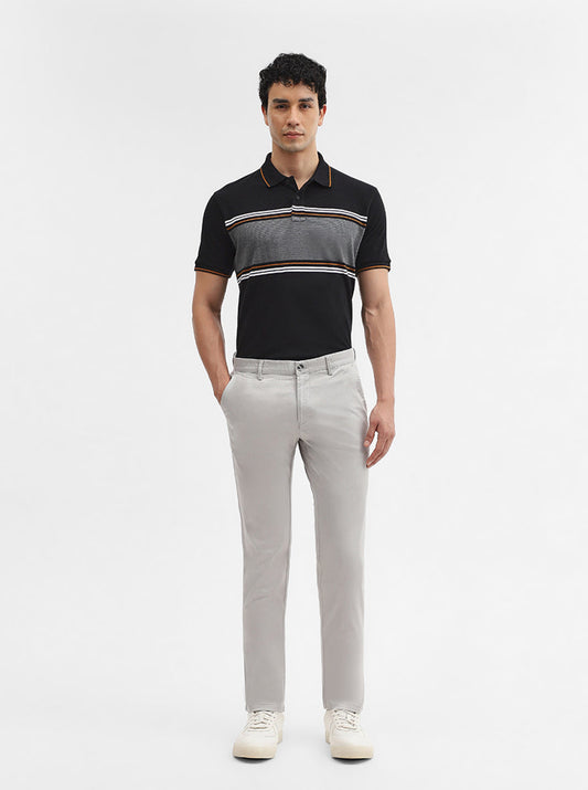Light Grey Solid Super Slim Fit Casual Trouser | Greenfibre