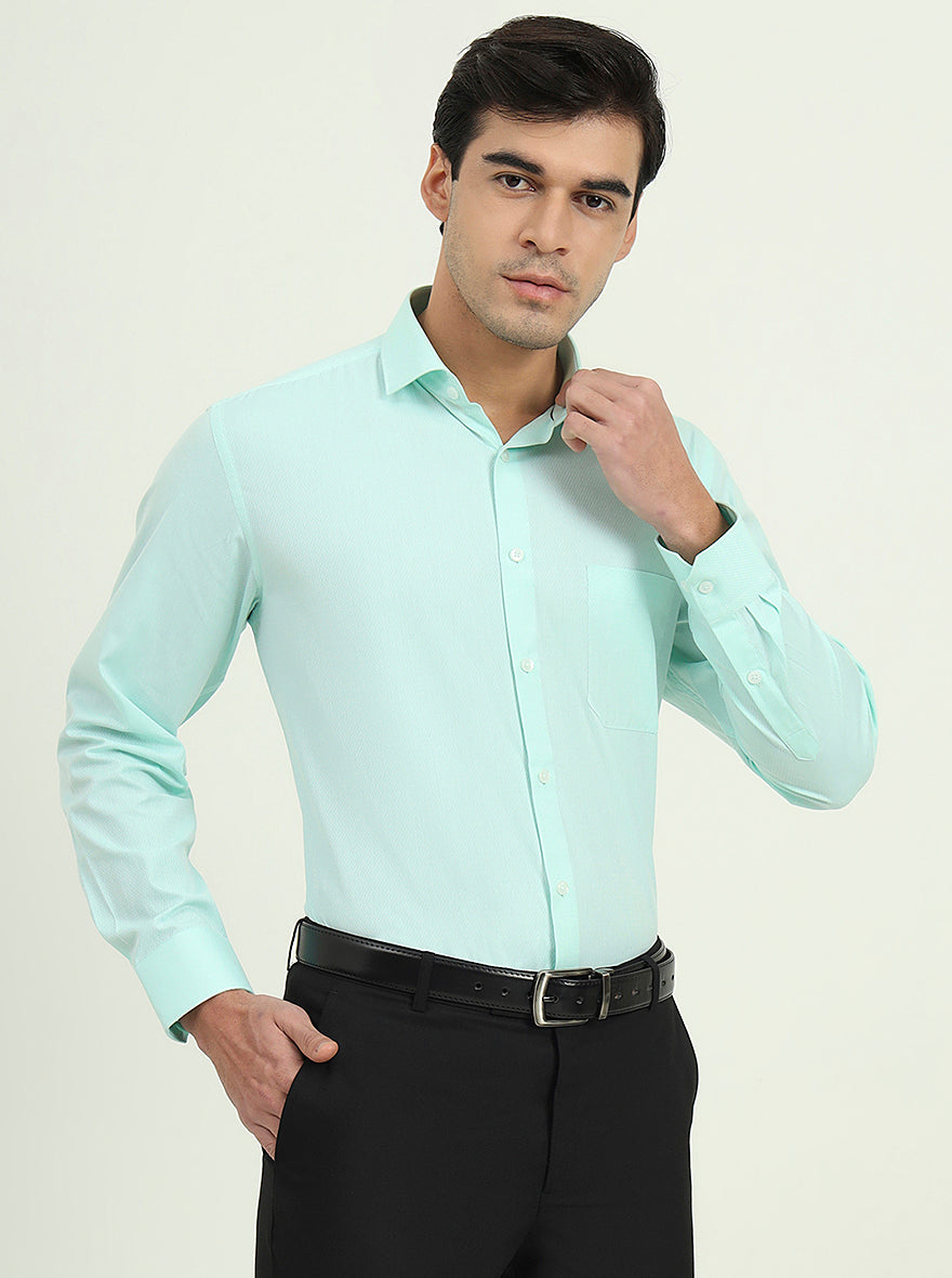 Mint Green Solid Regular Fit Formal Shirt | Greenfire