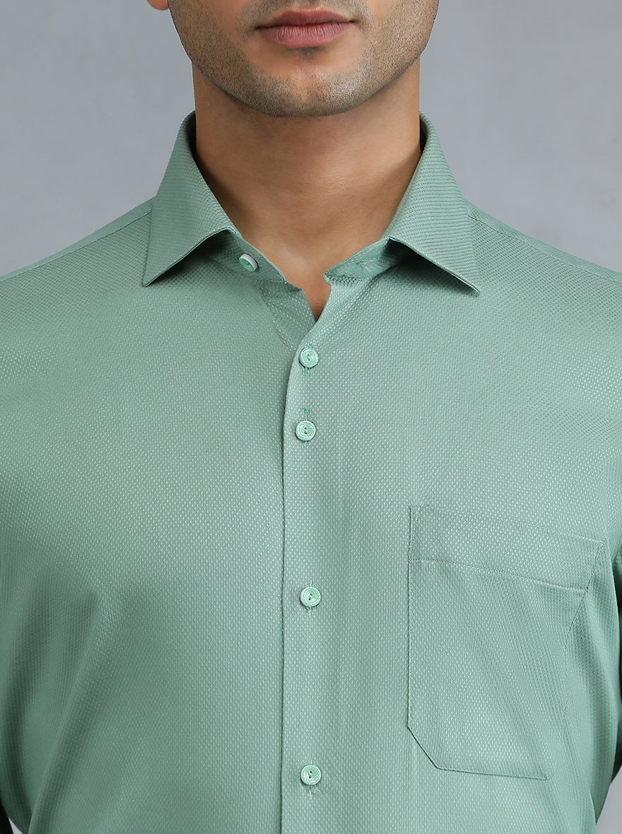 Green Solid Slim Fit Party Wear Shirt | Greenfibre