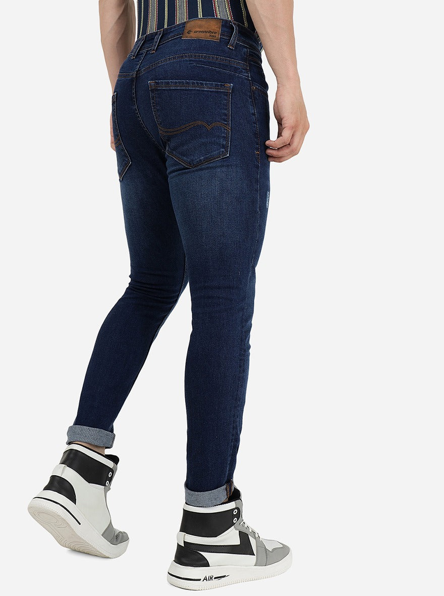Blue Solid Urban Fit Jeans | Greenfibre