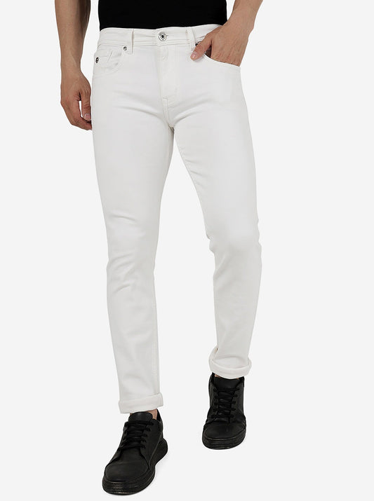 White Solid Narrow Fit Jeans | Greenfibre
