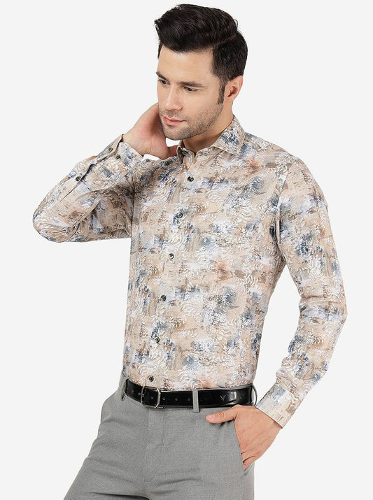 Golden Printed Slim Fit Party Wear Shirt | Greenfibre