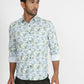 Light Blue Printed Slim Fit Casual Shirt | Greenfibre