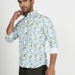 Light Blue Printed Slim Fit Casual Shirt | Greenfibre