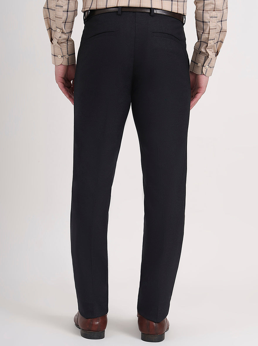 Navy Blue Solid Slim Fit Formal Trouser | Greenfibre